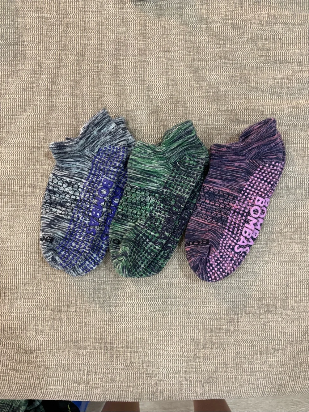 Bombas women gripper Sock 3-Pack – blue, Green, Purple